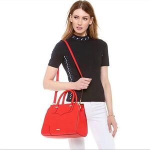 Rebecca Minkoff Amorous Leather Satchel in Hot Red